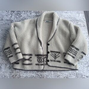 Cozy Cream and Brown Fleece Jacket
